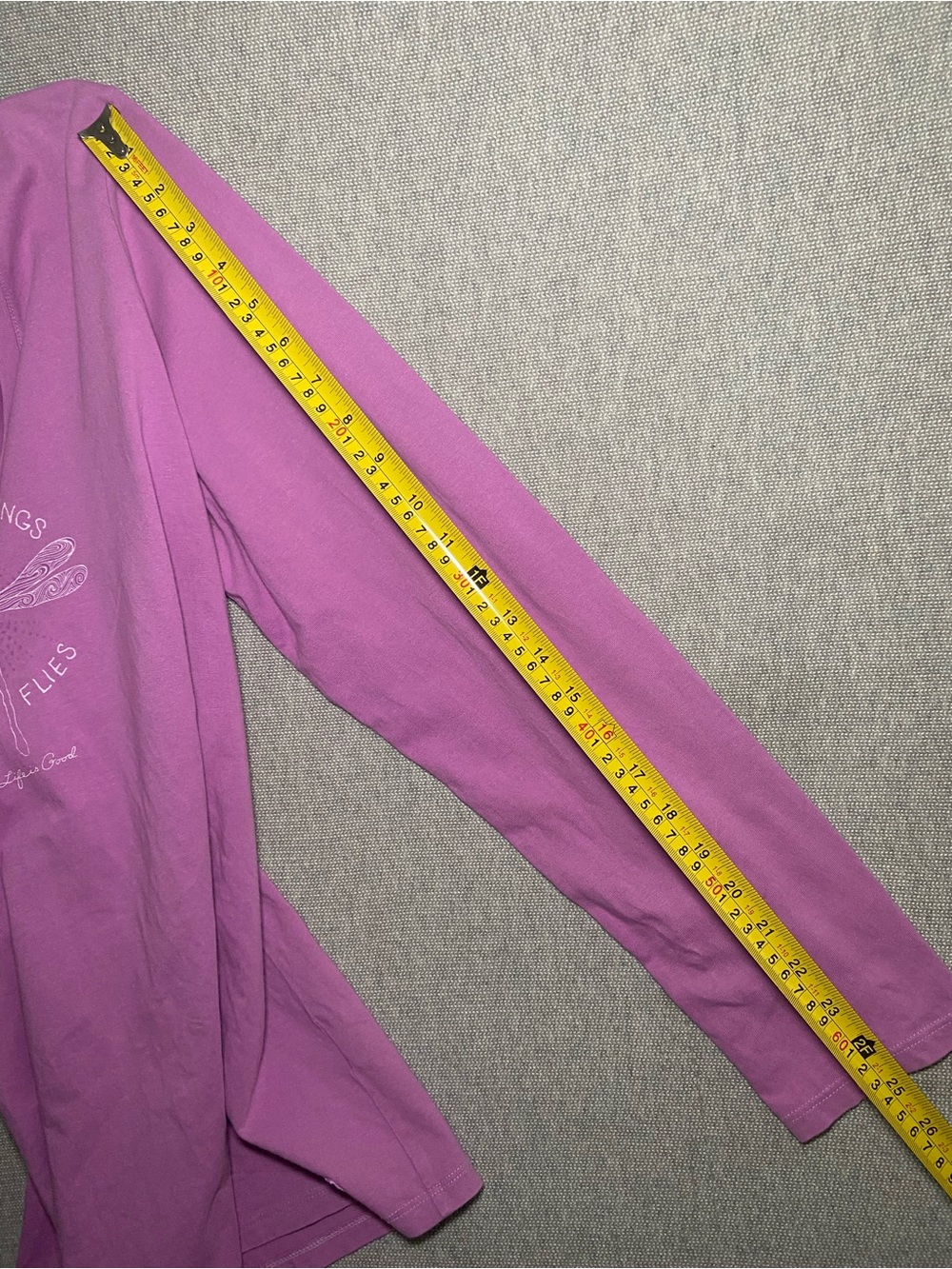 Life is Good women L tee long sleeve Purple With Brave Wings She Flies Dragonfly - Picture 8 of 10